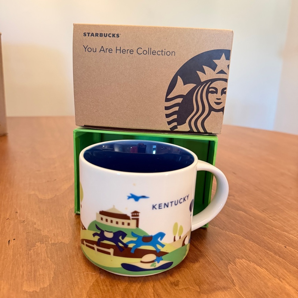 Starbucks Kentucky You Are Here Mug - White Exterior with Navy Interior